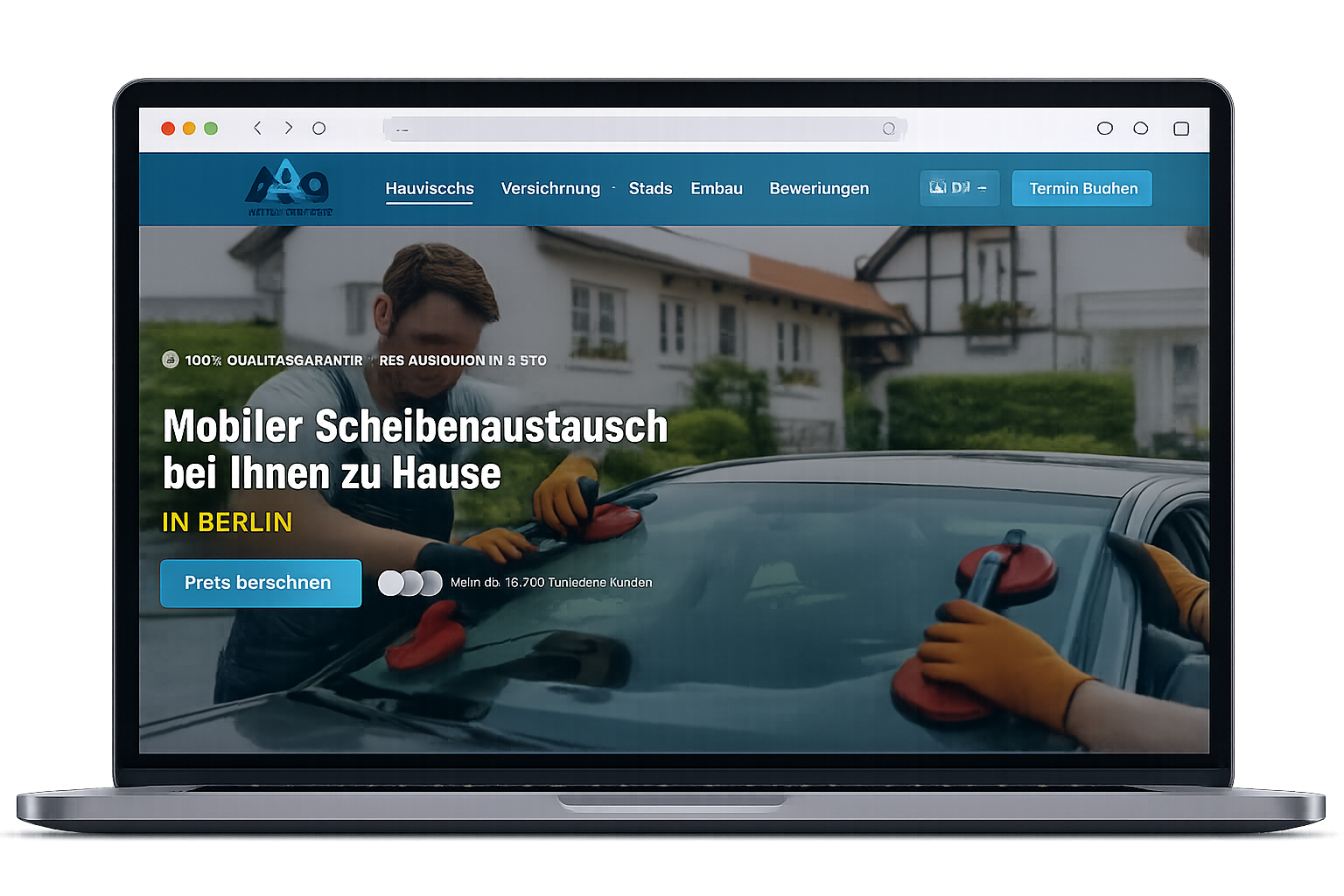 Autoglaswechsel — лендинг на ноутбуке