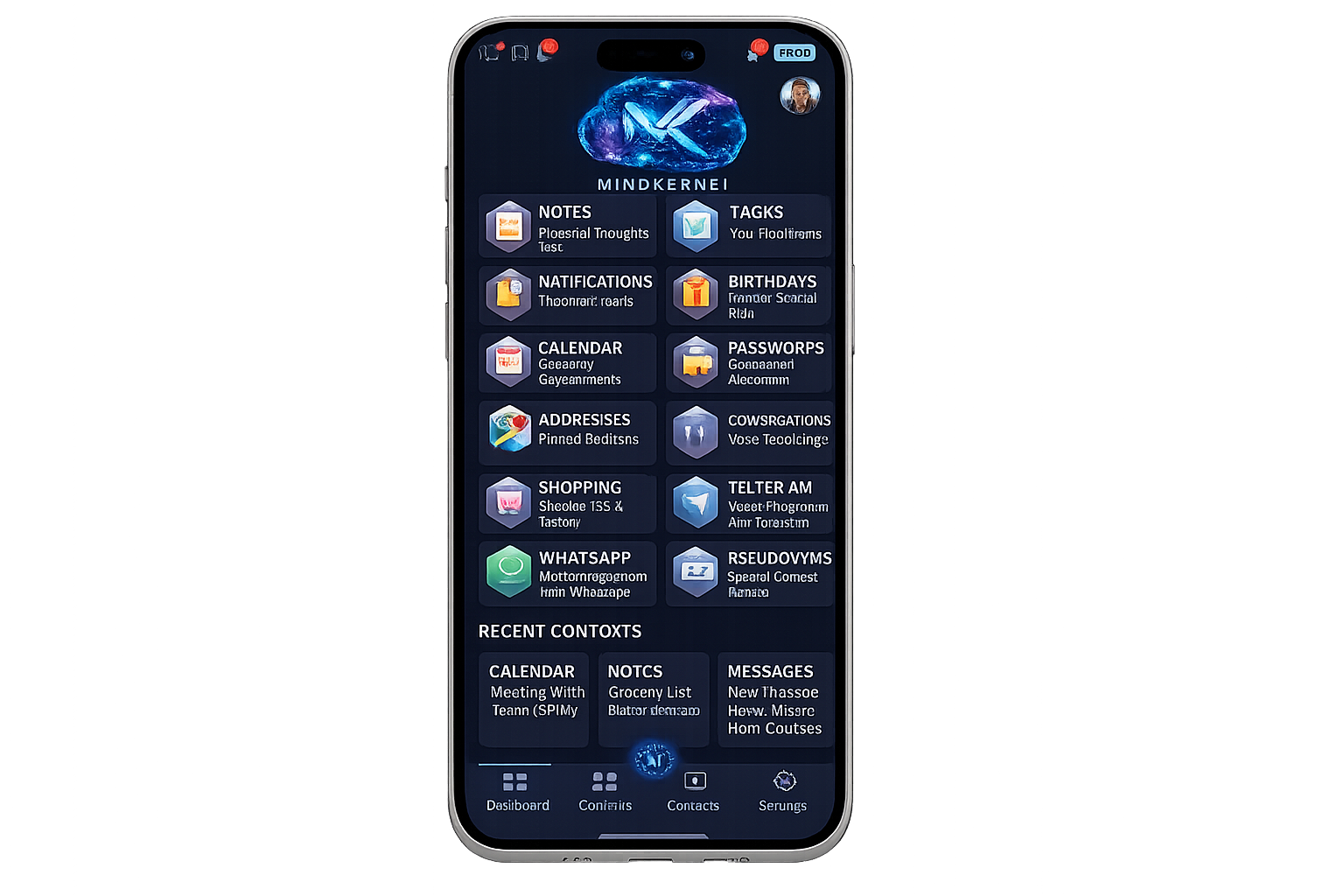MindKernel — экран категорий